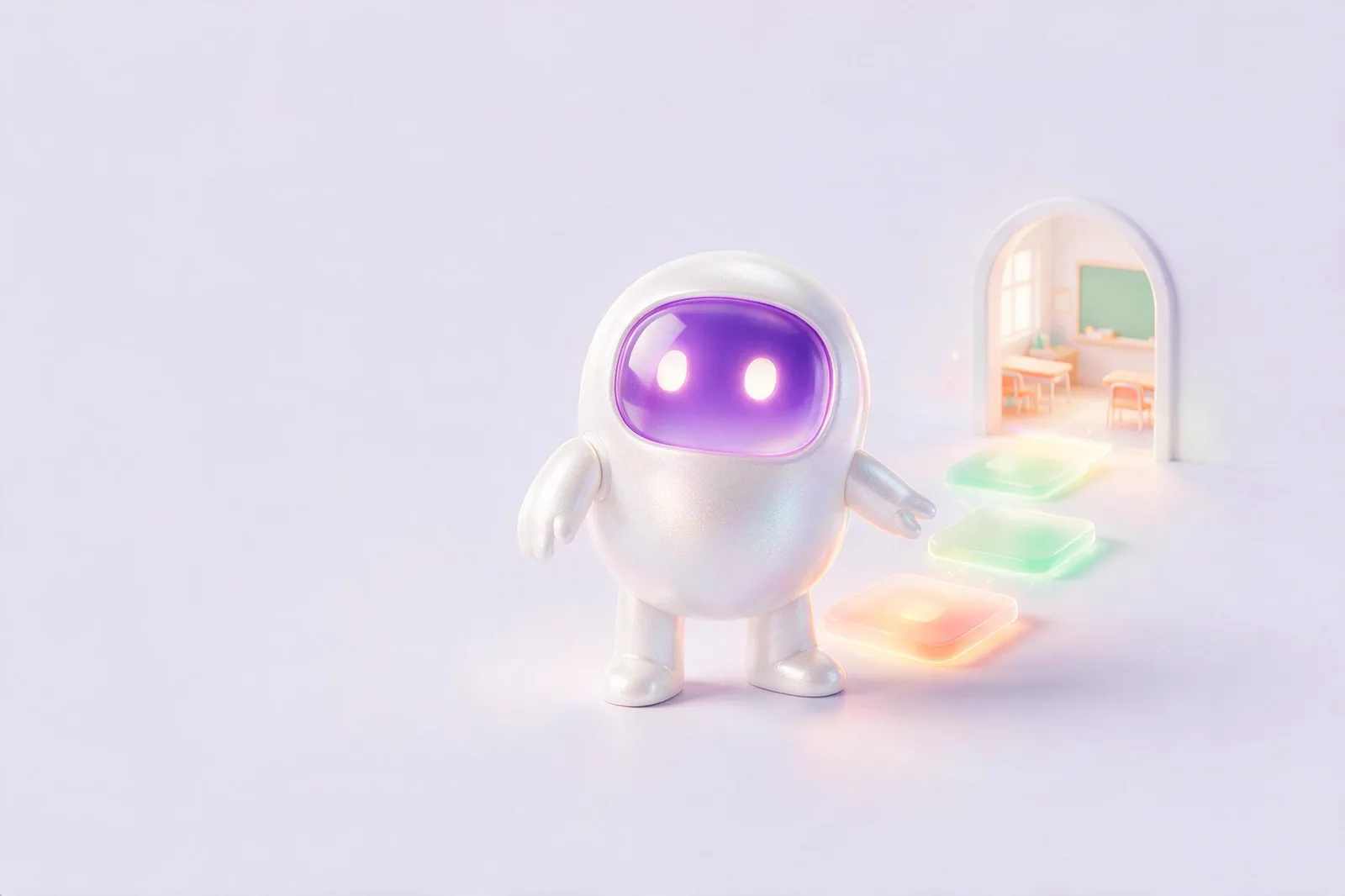 Q-bot guía de Super QQuiz acompañando un recorrido de aprendizaje